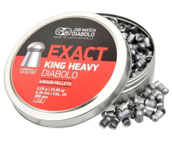 Фото JSB Exact King Heavy Diabolo 6,35 мм — 2,2 г (300 шт.) в интернет-магазине Nickhunter